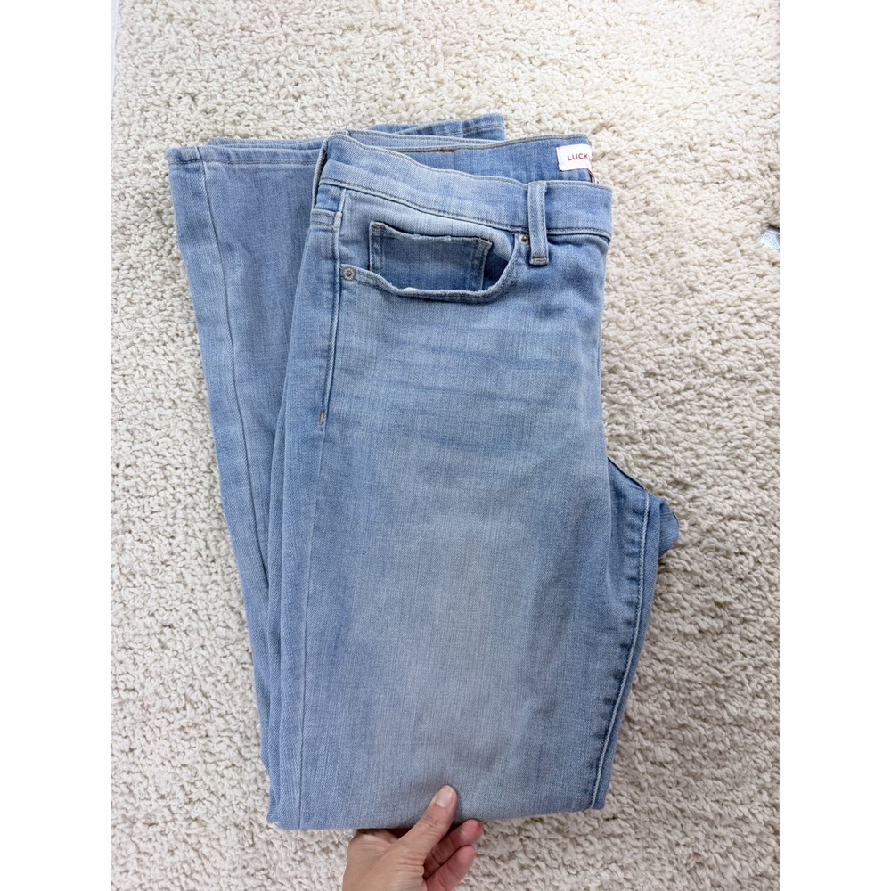 Lucky Brand Sweet Mid Rise Boot Jeans Womens 12/31R Light Wash Distressed Denim